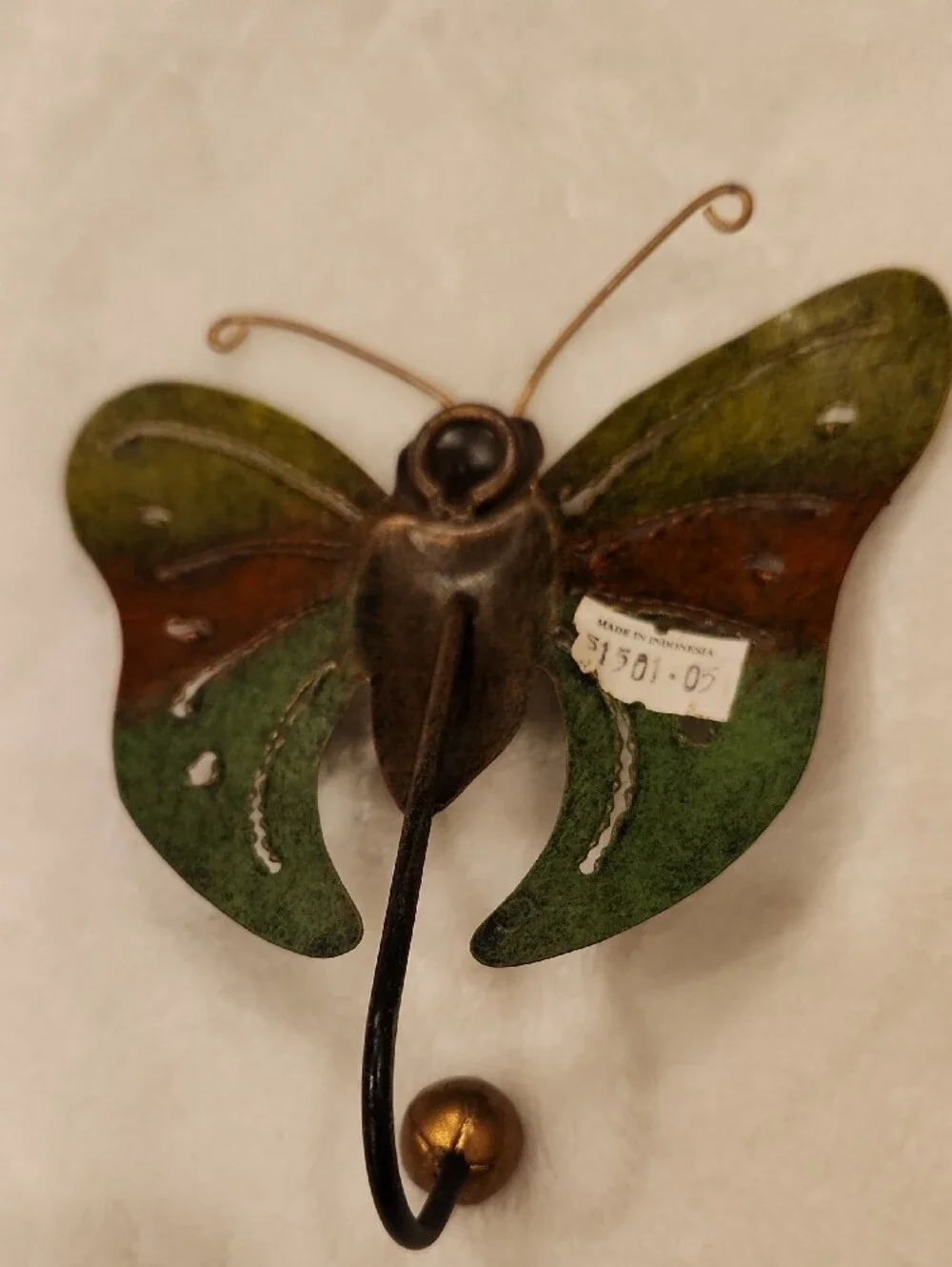 Rustic Butterfly Wall Hook in Green and Brown by